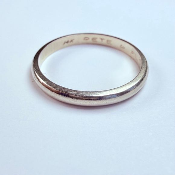 14K Solid White Gold Mid Century Classic Solid 2.5MM Band Vintage Ring SIZE 8 - Picture 5 of 10